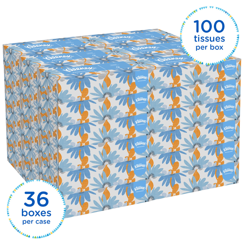 Kleenex® Facial Tissue Flat Box, 2-Ply, White, 100 Sheets/Box